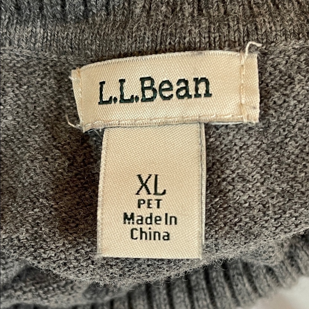 LL Bean Signature Gray Cotton Cashmere Turtleneck Sweater XL Petite | Normcore - Picture 4 of 5